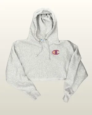 Champion Cropped Sweatshirt | Size: Small | Gray thumbnail 1