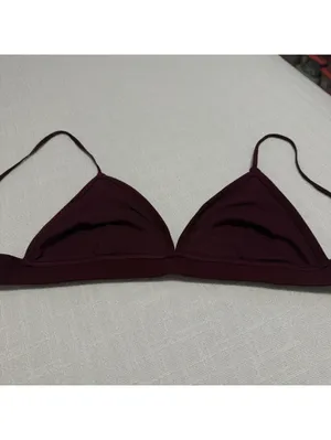 Anthropologie Burgundy Plum Velvet Triangle Spaghetti Strap Unlined Bralette NWT thumbnail 6