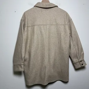 Zara Women Shacket Small Beige Oversized Snap Button‎ Front Cozy Winter thumbnail 6