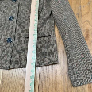 Cabi Brown Herringbone Confetti‎ Blazer Jacket Womens Small Collarless Button thumbnail 4
