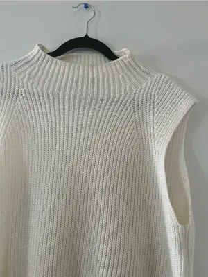 Lauren Ralph Lauren Ivory White Ribbed Sweater Mini Dress Large Quiet Luxury thumbnail 3