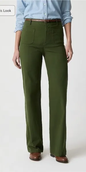 J.Crew $118 Lizzie High Rise Patch Pocket Wide Leg Pant Pine Green Size 24T thumbnail 1