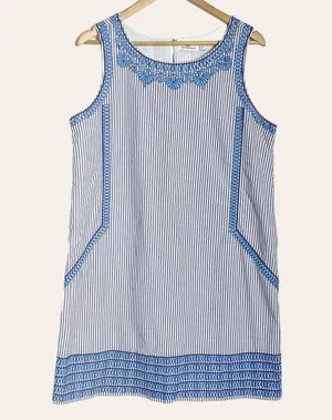 Vineyard Vines Floral Striped Embroidered Shift Dress Size 12 thumbnail 1