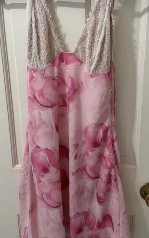 White fox genesis floral mini dress in pink meadows thumbnail 1