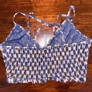 By Anthropologie Geo Pattern Cropped Ruffle Strappy Tank Top thumbnail 2