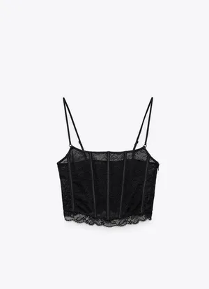 NWT Black Lace Corset Top thumbnail 6