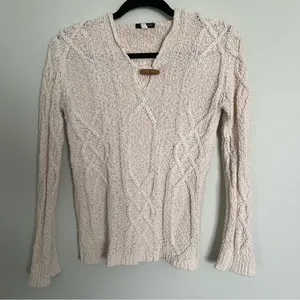 J. Crew Knit Cotton Hooded Pullover Sweater Size Small. Cream colored thumbnail 1
