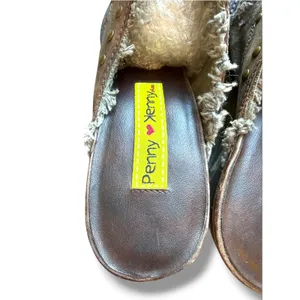 Penny Loves Kenny Mules Womens 7 Brown Studded Frayed Canvas Western Heels thumbnail 9