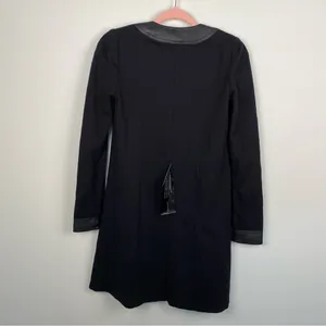 NWT BCBGMAXAZRIA Faux Leather Bib Mini Dress Black XXS thumbnail 7