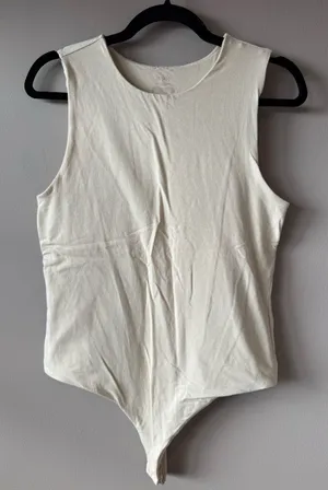 Nuuds Nude High Neck Cotton Modal Spandex Blend Thong Bodysuit Size Large thumbnail 1