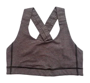 Lululemon Energy Bra Pink Charcoal Grey Striped Medium Support Size 6 thumbnail 1