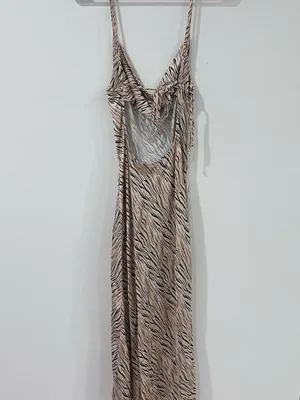 For Love & Lemons Zebra Slip Maxi Dress | Y2K Cowl Neck | Mob Wife Resort S thumbnail 8