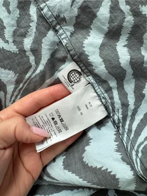 Ganni Blue and Black Zebra-Print Puff-Sleeve Mini Dress thumbnail 5