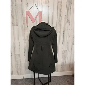 GUESS Women’s Black Hooded Zip-Up Jacket Coat Size M thumbnail 4