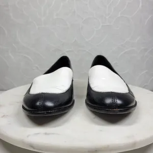 VTG Kenneth Cole Hudson Loafers 7 Black White Two Tone Leather Slip On Flats thumbnail 2