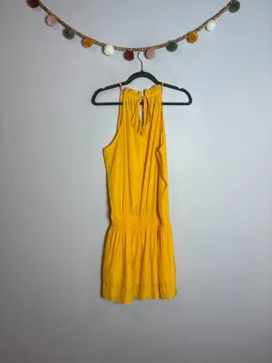 Ramy Brook yellow gold high neck ruffle mini dress thumbnail 5