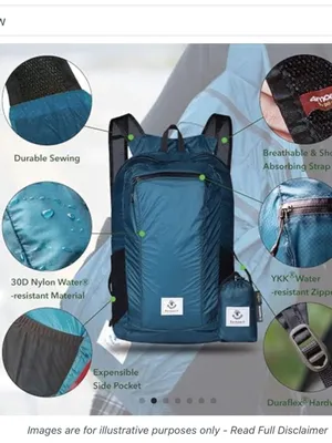 4Monster Hiking Lightweight Travel Backpack 24L, turquoise shade, NWT thumbnail 4