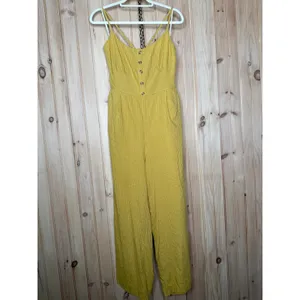 NWT Lulus Coastal Air Mustard Yellow Striped Tie-Back Culotte Jumpsuit Sz XL thumbnail 5