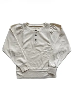 Madewell Henley Puff Sleeve Sweatshirt In Antique Cream XS thumbnail 2