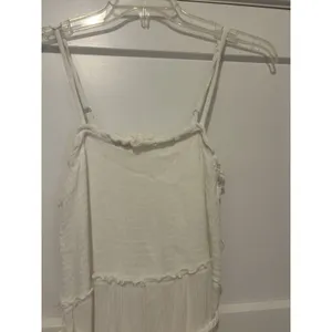 Juniors Size XL White Maxi Dress with Crochet Detail Bride Beach Sundress Thin thumbnail 2