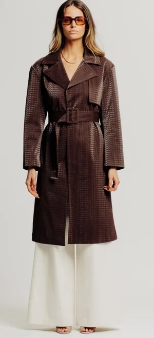 Torn By Ronny Kobo Regina Coat in Chocolate Brown size M thumbnail 1