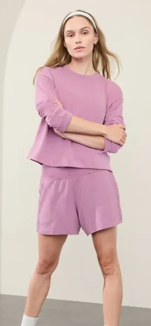 Athleta L Seasoft Crewneck Sweatshirt Lotus Pink Large thumbnail 1