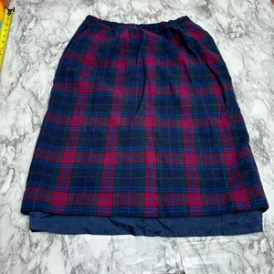 Pendleton vintage plaid Skirt pure Wool navy red blue 26 waist Flaw- liner thumbnail 1