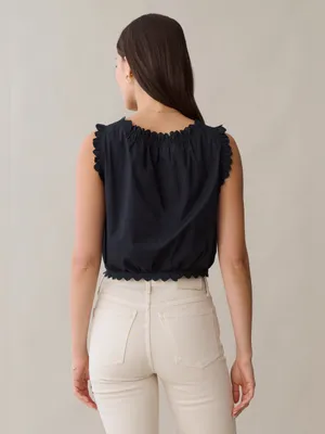 NWT Few Moda Shelby Cotton top size Medium M Black eyelet embroidered Sorella thumbnail 3