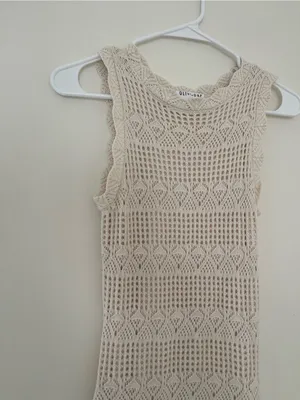 Sleeveless Cream Crochet Maxi Dress thumbnail 3