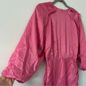 Veronica Beard Gracelynn Long Sleeve Cotton Silk Mini Dress Pink Sherbet 2 thumbnail 4