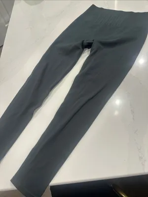 Lole Sweat Tech Ribbed High Rise leggings in eucalyptus a dark teal green‎ color thumbnail 1