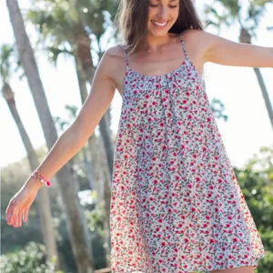 Natural Life Lizzie Aqua Blooms Mini Tunic Dress in XS/Small thumbnail 1