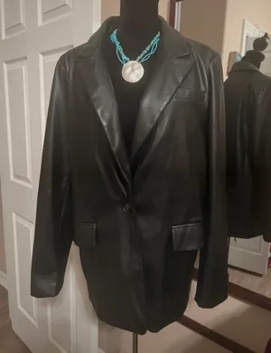 Sans souci black faux leather jacket thumbnail 1