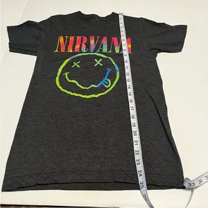 Nirvana Womens Size Small Grey Gray Short Sleeve Shirt Kurt‎ Cobain Grunge 90s thumbnail 5