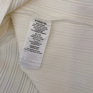 VINCE Pearl Button Cardigan Sweater Off White Ribbed Cropped V Neck‎ X-Large thumbnail 13