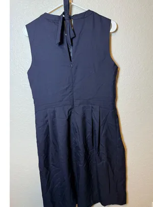 J. Crew Womens Navy Blue Sleeveless Dress Tie Back Career Casual thumbnail 2