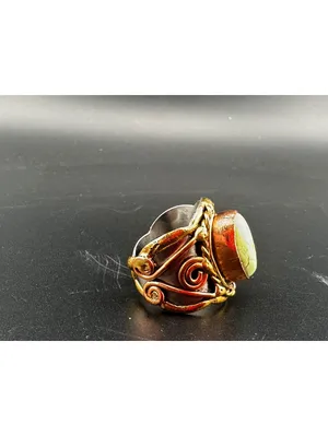 Multi Metal Ring with Natural Green Stone thumbnail 5
