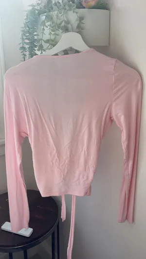 Amazon Pink wrap front long sleeve top thumbnail 2