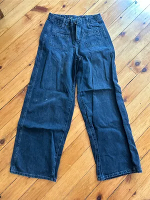Old navy drapey denim high rise baggy wide leg jeans black 2 thumbnail 1