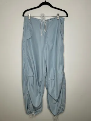 Edikted Rian Oversized Low Rise Light Blue Nylon Cargo Pants thumbnail 2