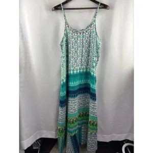 Women’s Kalypso7 XL Blue & Green Abstract Pattern Maxi Dress thumbnail 2