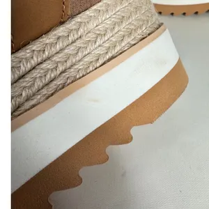 TOMS NWOT Diana Tan Leather Platform Espadrille Wedge Sandals Women 6.5 10019757 thumbnail 7