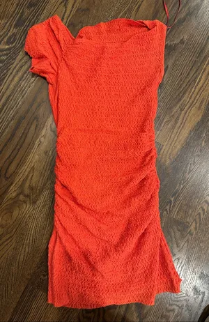 Zara orange Women’s Textured One-Shoulder Dress thumbnail 1