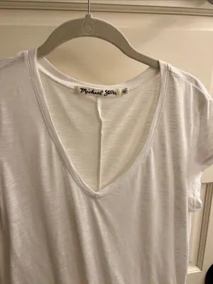 Michael Stars White V-Neck Short Sleeve Tee thumbnail 4