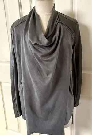 Anthro Blank NYC  grey draped velour jacket thumbnail 1