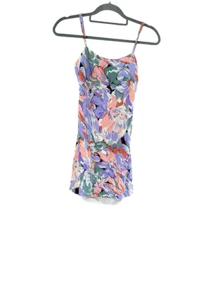 Lulu's Floral Mini Dress in Purple, Pink, Blue thumbnail 3