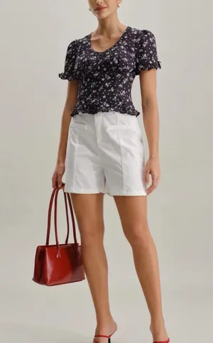 Rihoas Black Floral Scoop Neck Blouse thumbnail 4