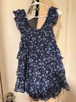 Navy Floral Dress Blue thumbnail 2