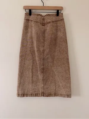 NWT SoMe Neutral 90s Button Front Washed Cotton Midi Denim Skirt size small thumbnail 6