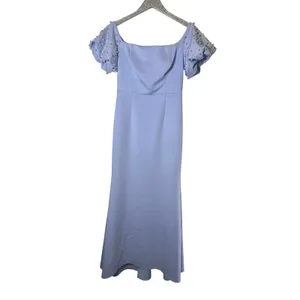 Eliza J Periwinkle Blue Embellished Puff Shoulder Maxi Dress Gown thumbnail 2